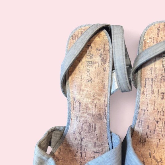 Casablanca grey bow wedge heels with ankle strap 🤍