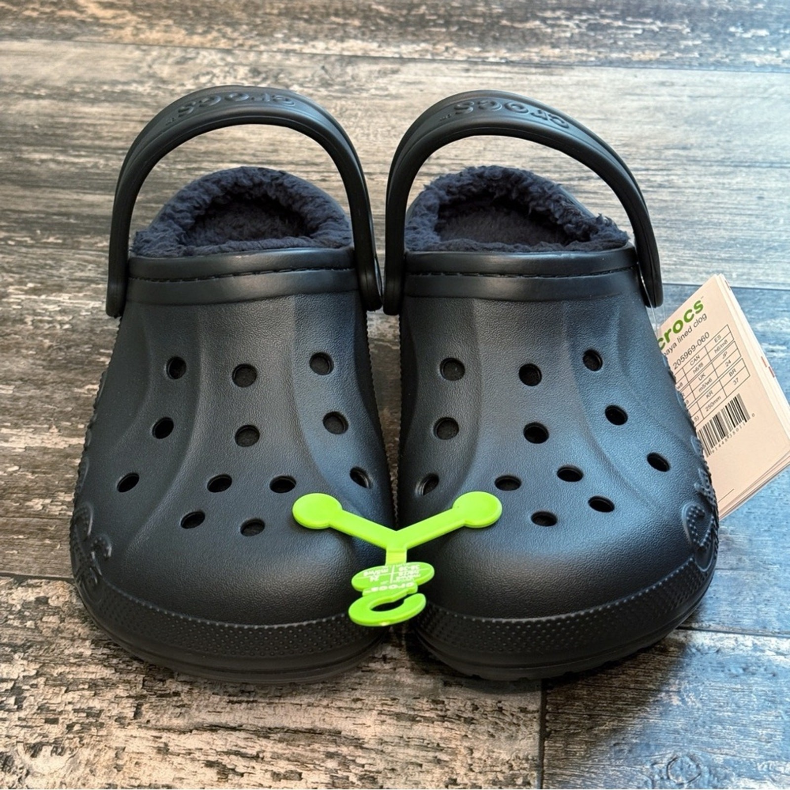 Crocs Baya Lined Clog Relaxed Fit Fleece Cozy Camp Hike Black Womens Size 8 NWT