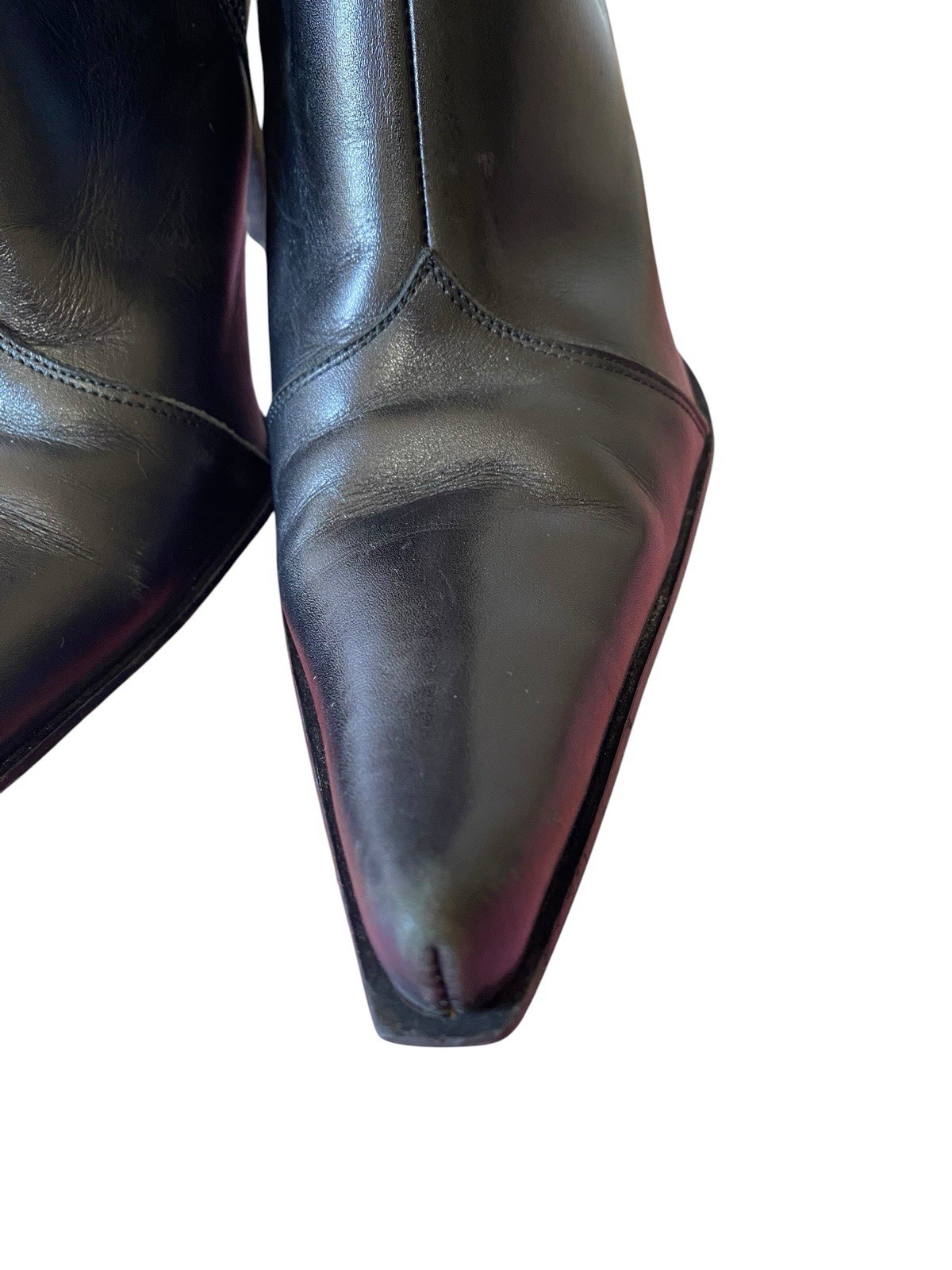 Guess Y2K Black Leather Vintage Boot Long Pointed Toe Stiletto Heel Sz 8 Women’s