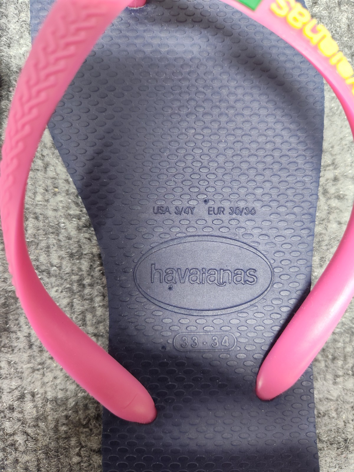 Havaianas Women Sandal 3/4Y Navy Blue Pink Thong Flip Flop Open Toe Outdoor