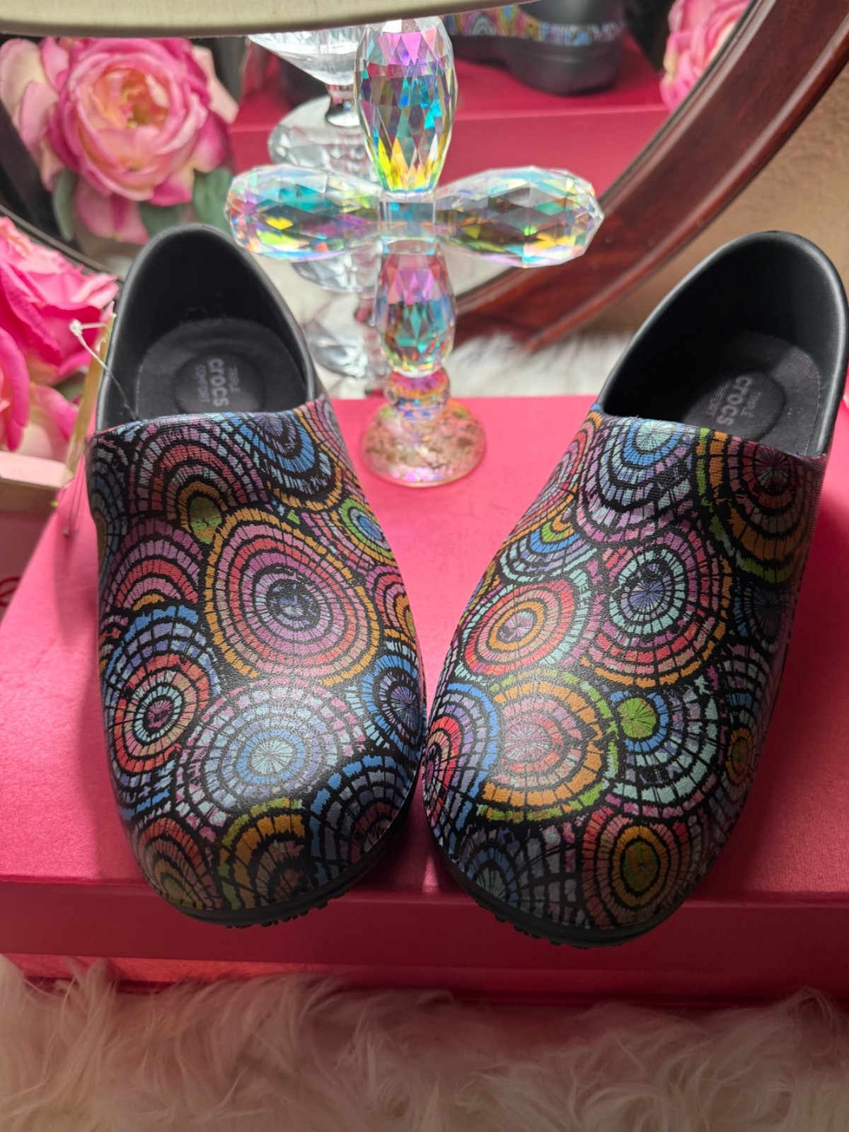 Crocs Nerio Pro Graphics Clogs Women’s Black Clogs multicolor circular NWT