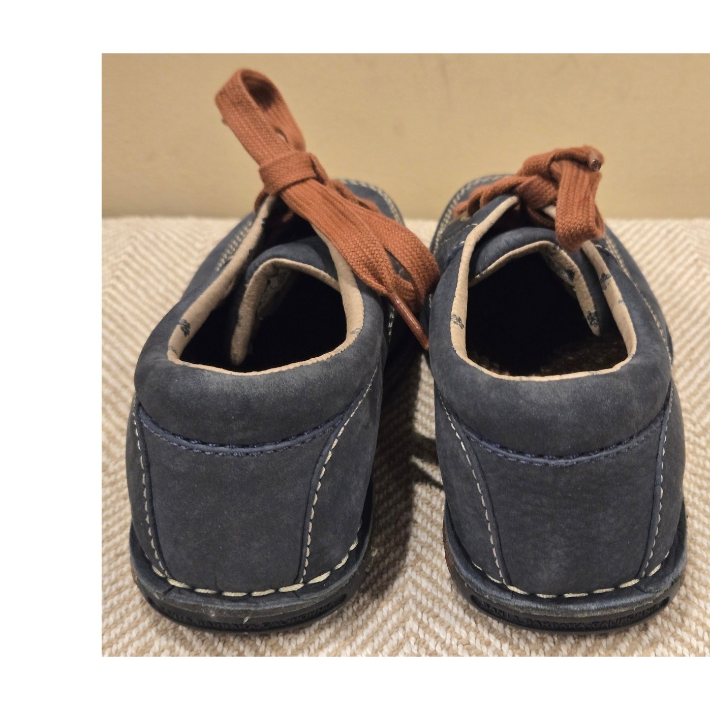 Simple Leather Suede Lace Sneakers Crepe Sole Comfort Shoe Blue Size 7.5 Boho