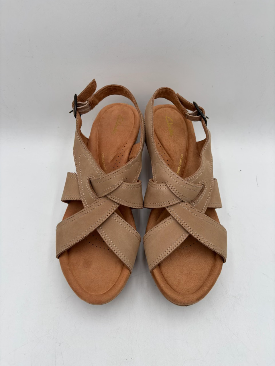 Clarks ELLERI RAE NOUGAT Women’s NEW Platform Wedge Sandals Beige Multiple Sizes