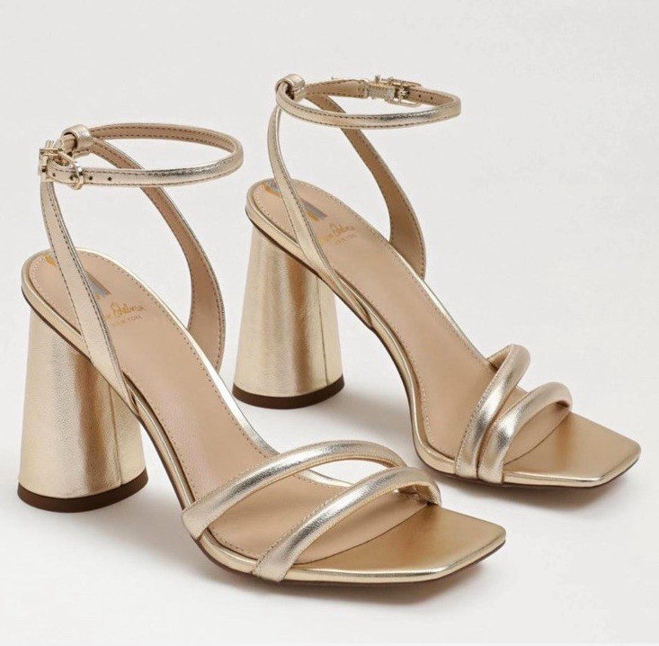 Sam Edelman Women’s Gold Patent Leather Strappy Ankle Strap Sandals 7.5