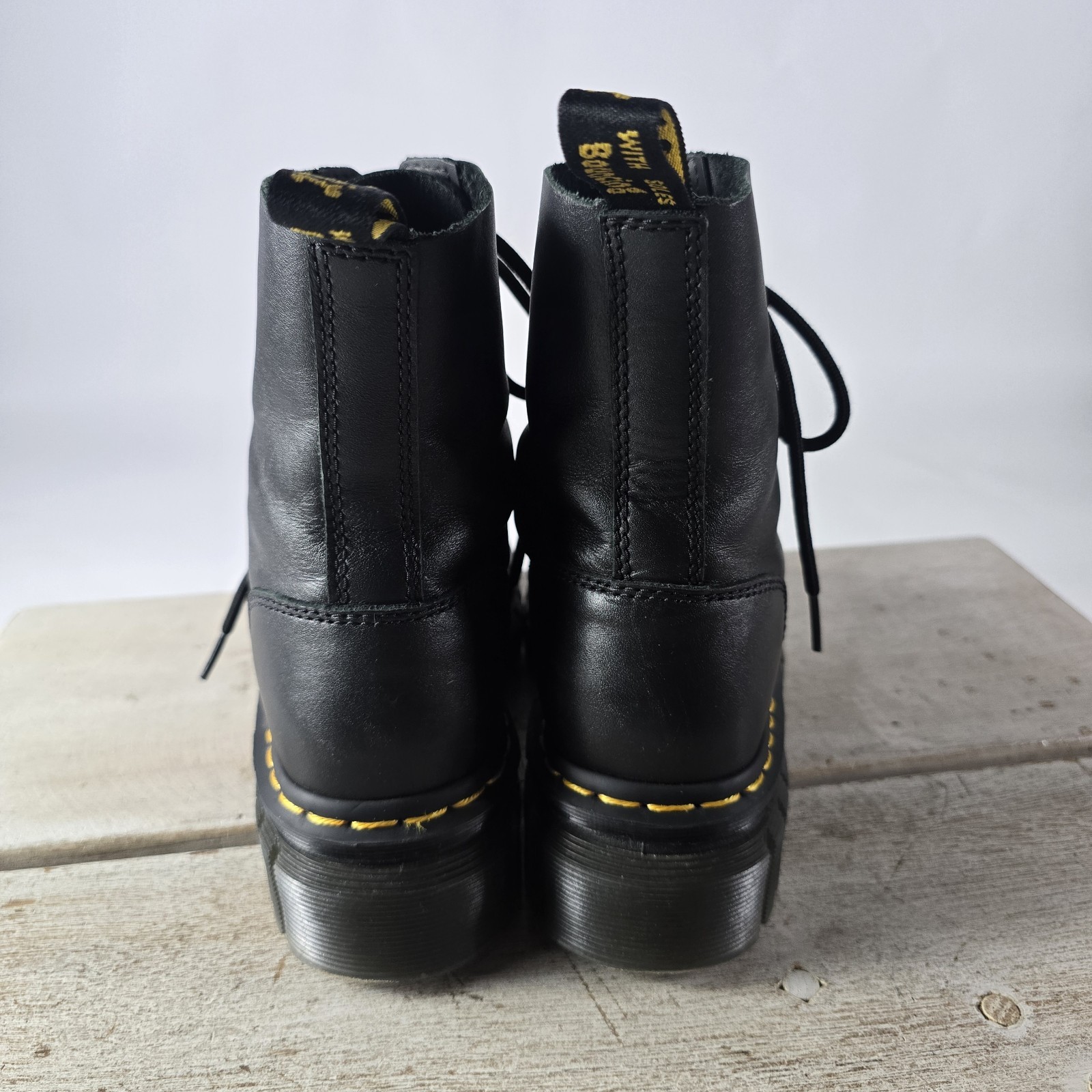 Dr Doc Martens Audrick Black 8-Eye Boots Lace Up Punk Grunge Chunky Womens Sz 6