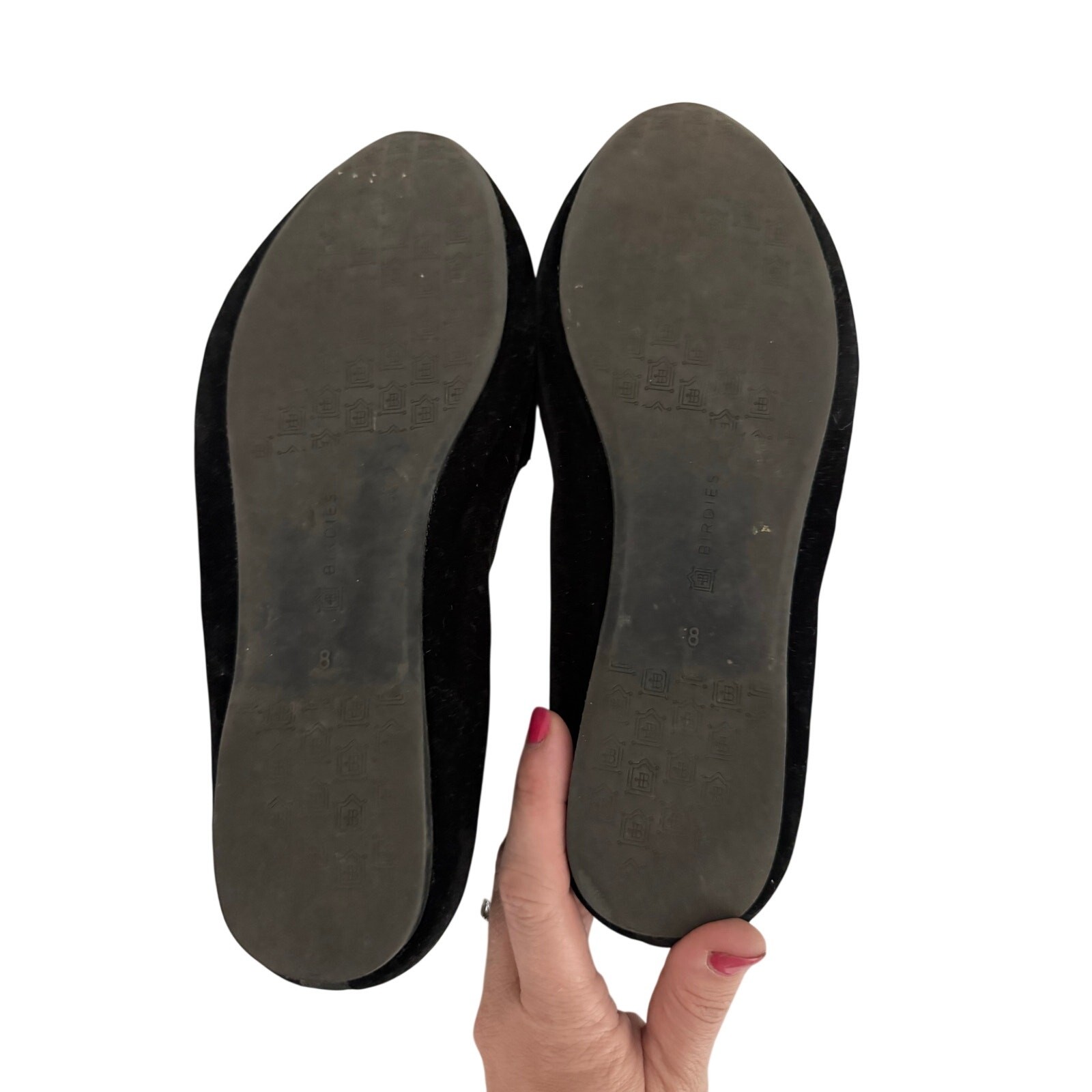 Birdies Black Velvet Flats Pointed Toe Loafers Women’s Size 8 Quilted Comfort