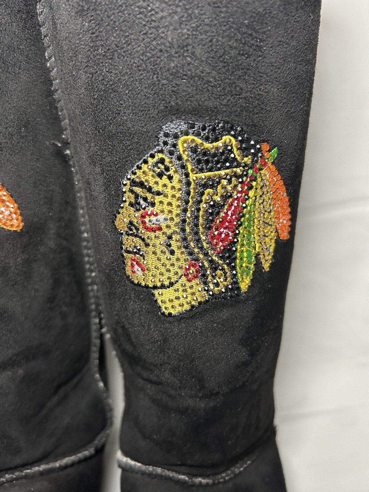 Chicago Blackhawks Womens 6 Cuce Victor Boots Black Beaded Logo High NHL Hockey