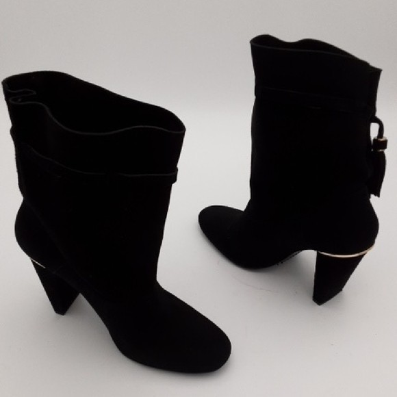 ZARA Elegant Black Women’s 40 Boots suede Western Festival Rodeo Y2k Pull On