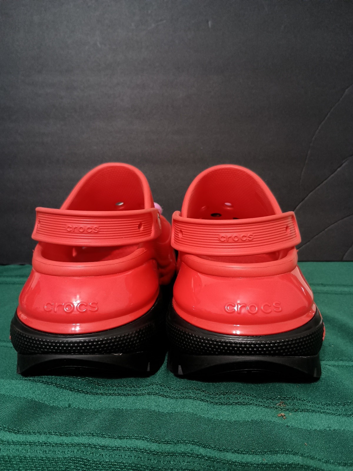 Limited Edition Karol G Red Flamboyant Crocs Mens 12 Missing Heart NW Drag Queen