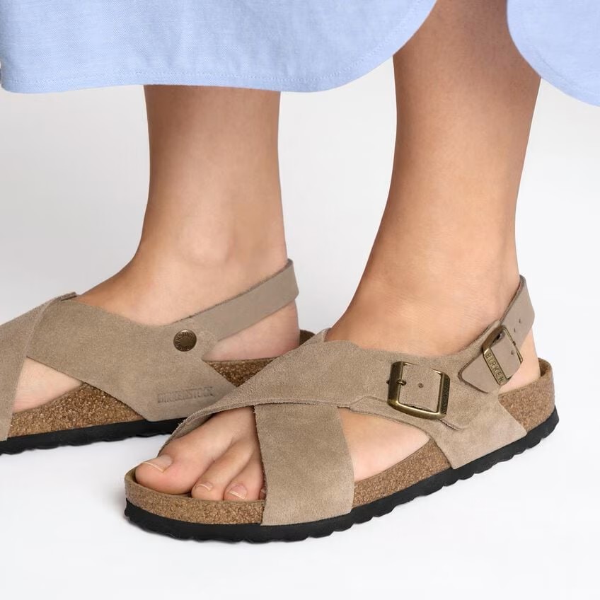 BIRKENSTOCK TULUM SFB TAUPE SUEDE MEDIUM/NARROW WIDTH WOMEN’S SANDALS SOFT FOOTB