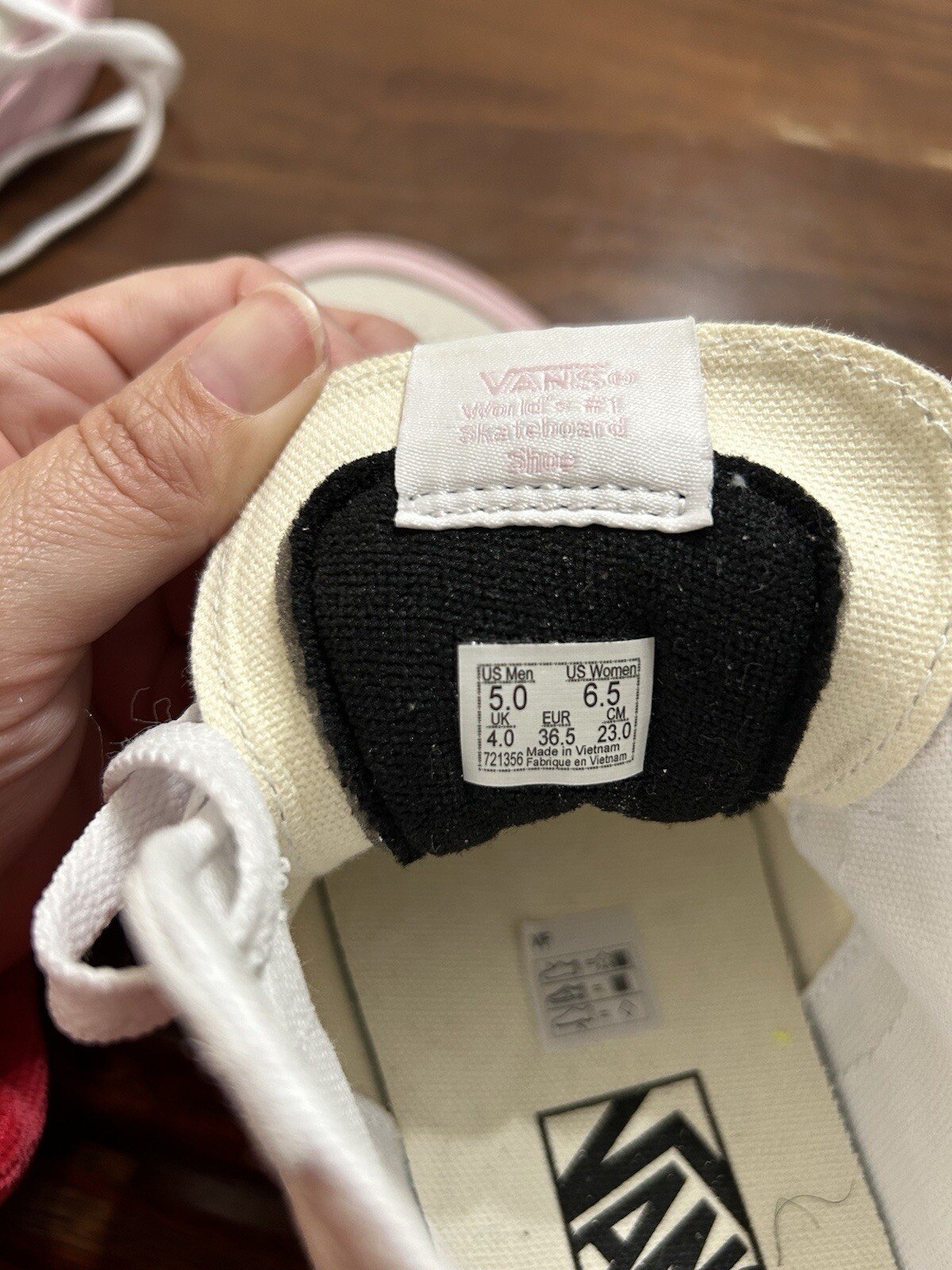 Vans Sk8-Hi Skate White/Pink Tapered Suede High Sneaker Men 5 Women 6.5 RARE