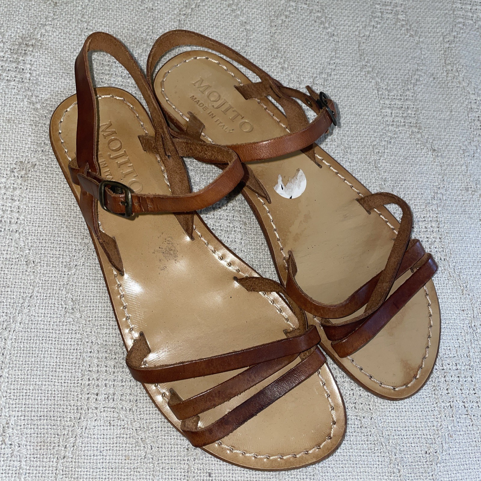 Mojito Italy Casual Sandals Womens Size 39 U.S. 8 M Brown Leather Beach Cruise