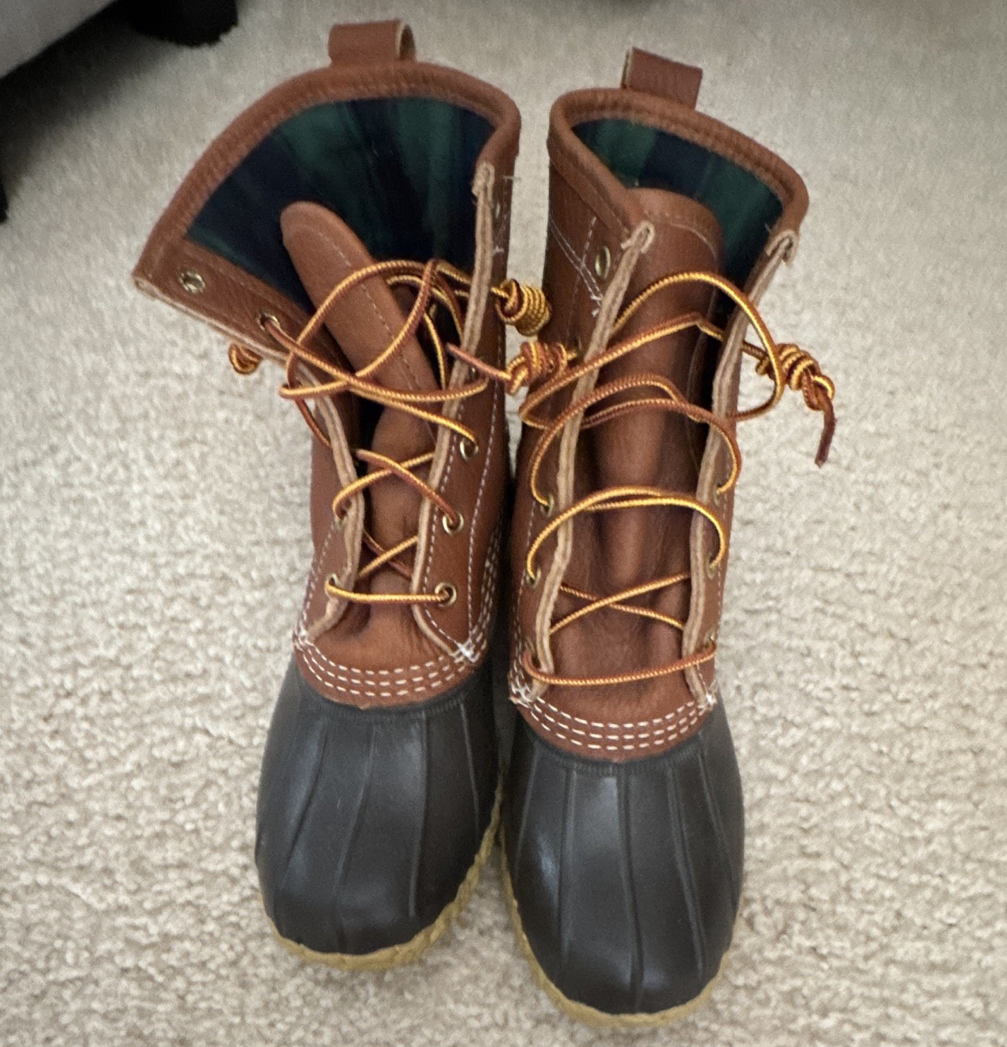 L.L.Bean Bean Boots Women’s Duck Boot Brown/Black Leather Lace-Up Made USA US 6