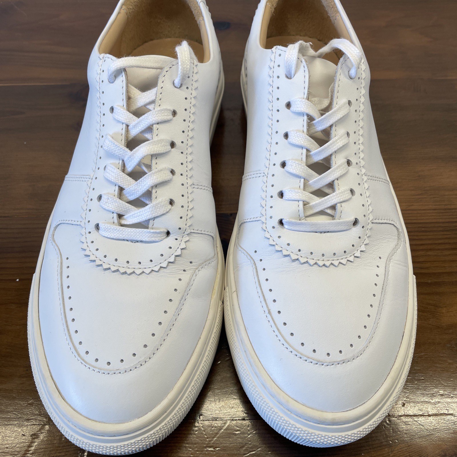 Ulla Johnson Kai Leather Sneakers Shoes Woman 9 White Brogue Preppy City Worn 1x