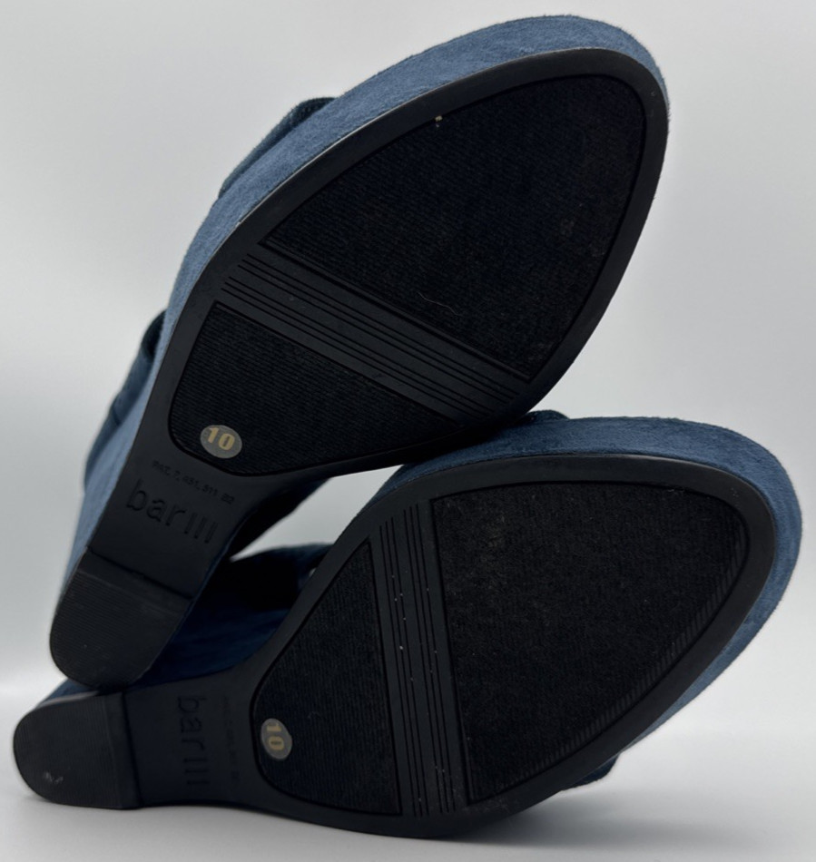 Bar III Siren Platform Ankle Zipper Cuff Wedge Blue Wing Teal Suede Shoes 10M