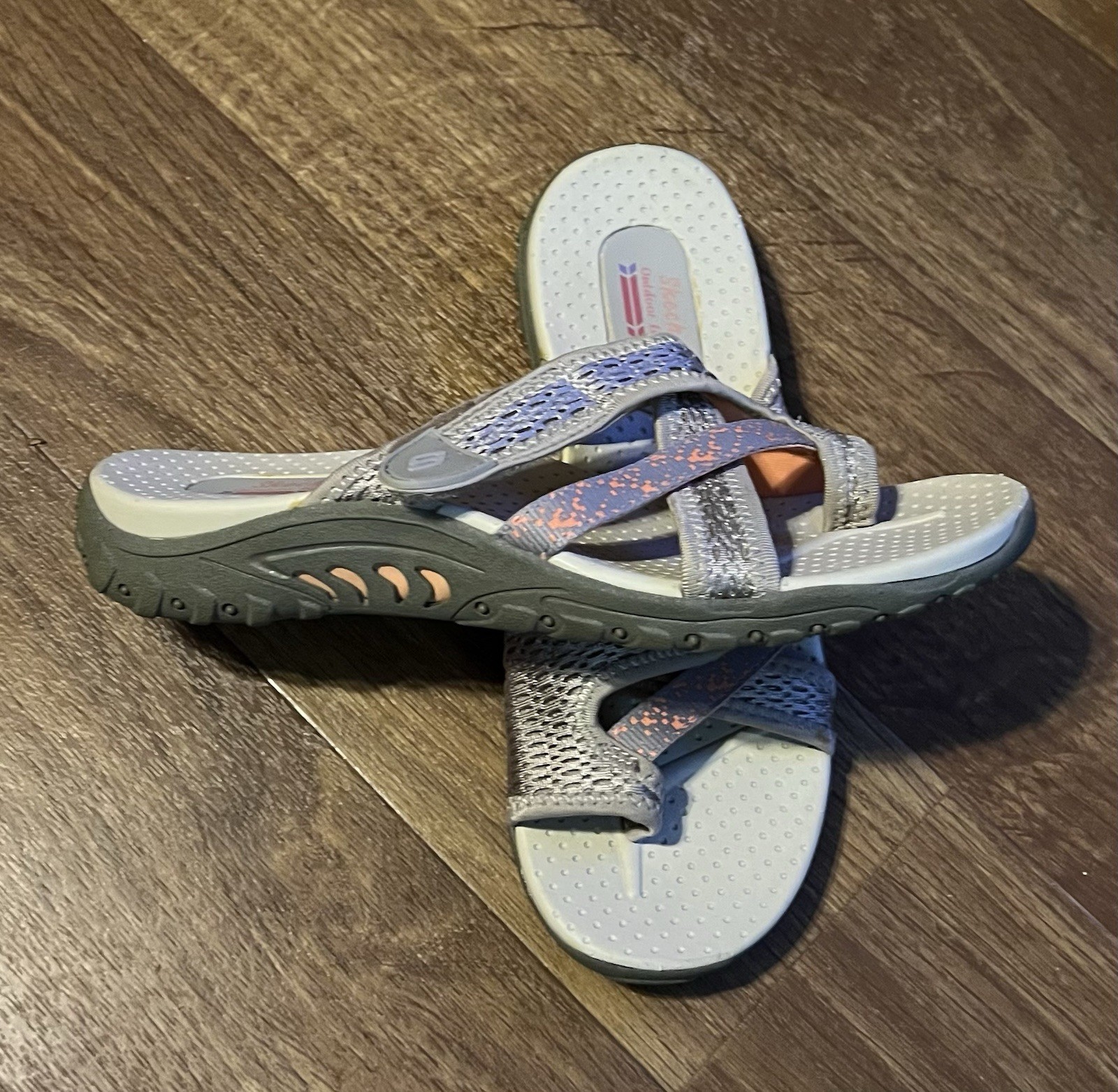 SKECHERS Womens Reggae Sandal Size 9 Taupe Peach Casual Beach Pool BSC