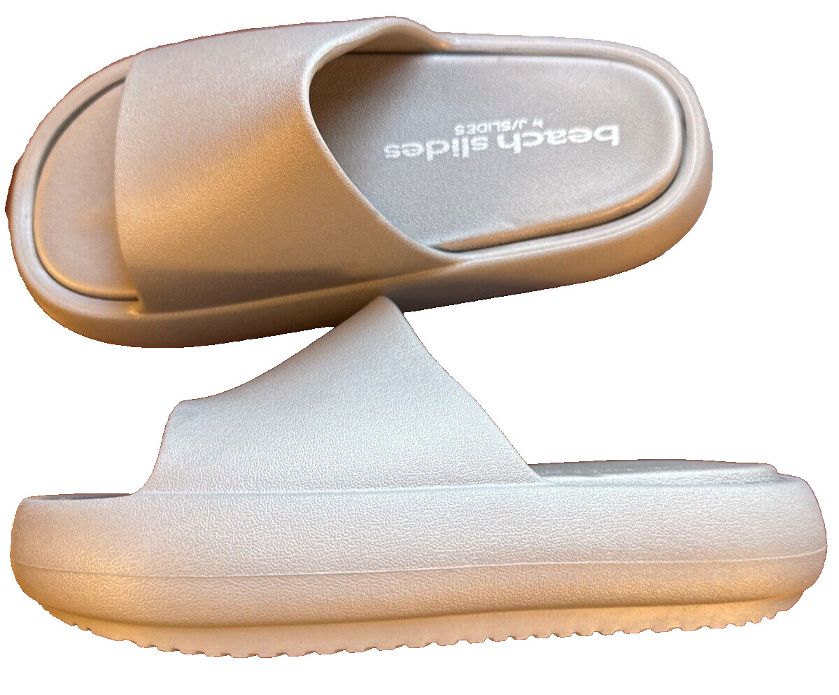 J SLIDES Gray EVA SQUISH BEACH SLIDES Women’s Size 6 New in Box