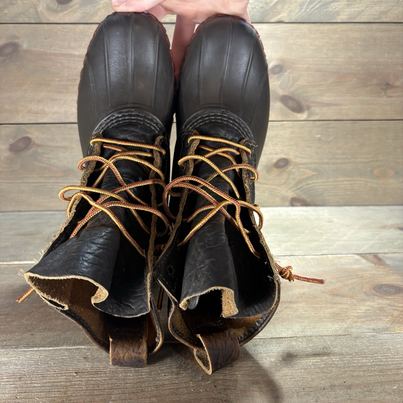 ll bean duck boots womens size 8 shoes brown bison leather winter hunting