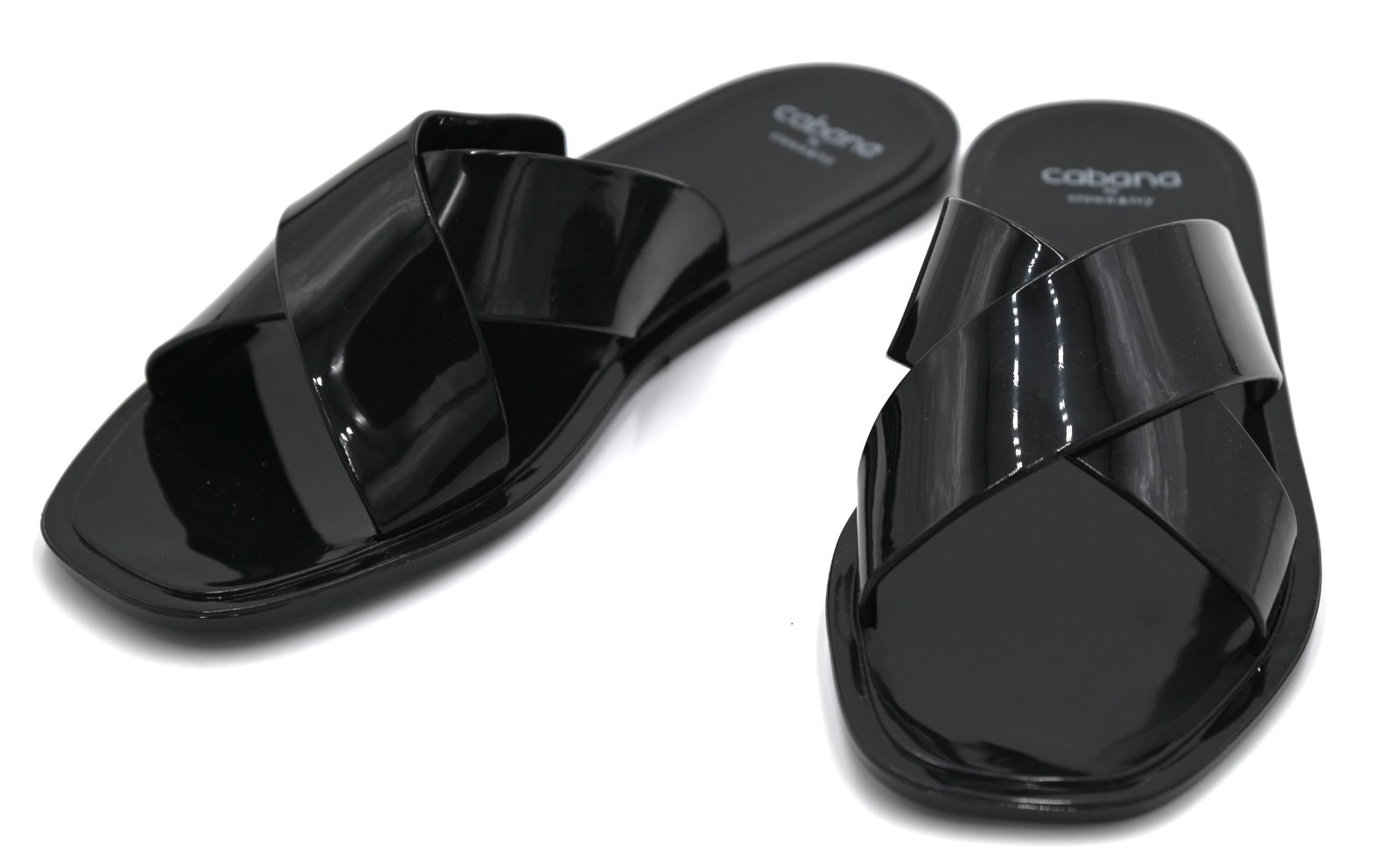 Cabana by Crown & Ivy Women’s Tahiti Jelly Crossband Slide Sandals Size 7 Black