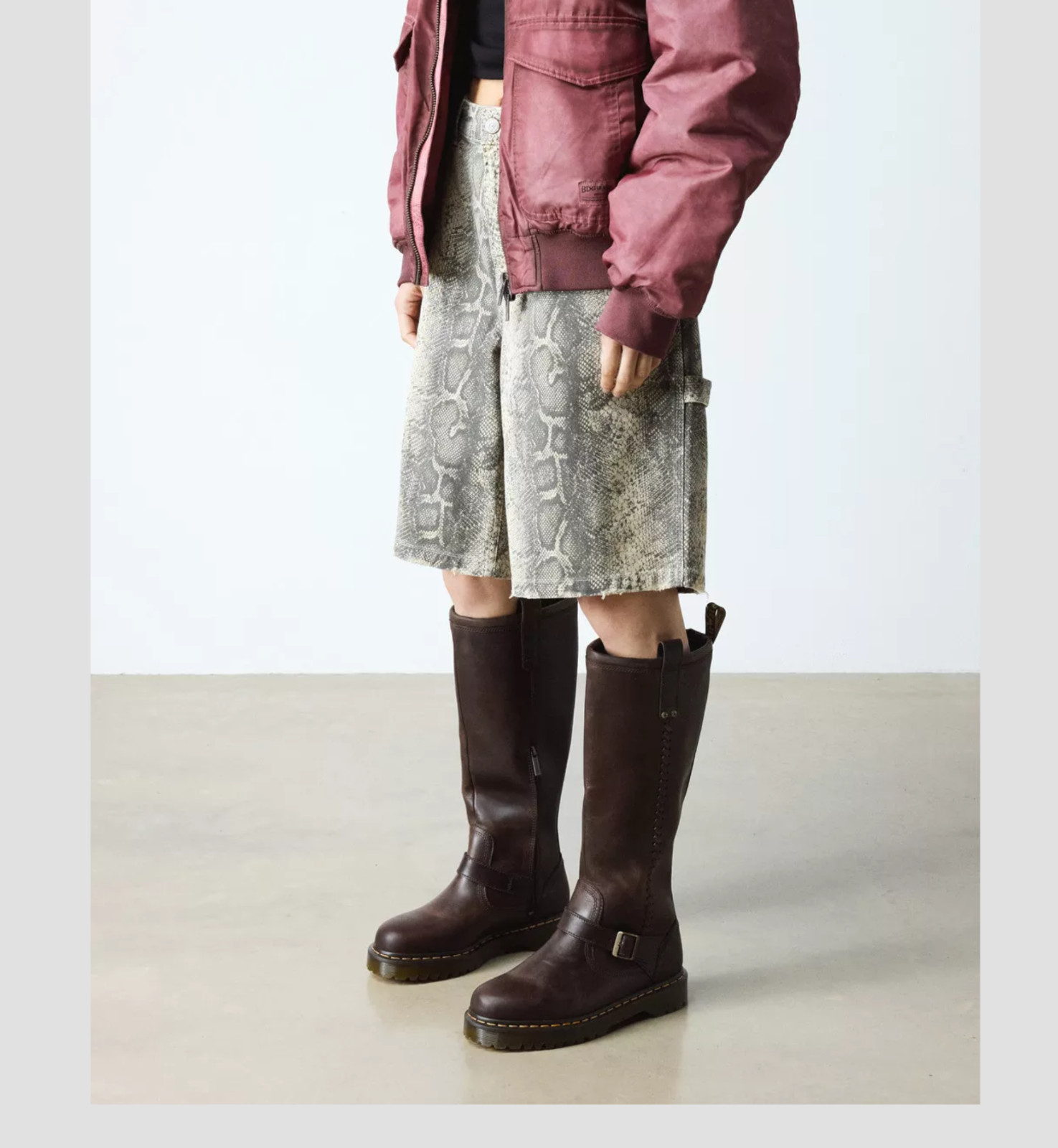 DR. MARTENS ANISTONE KNEE HIGH Orleans Leather Biker Boot MSRP$290 Punk&Timeless