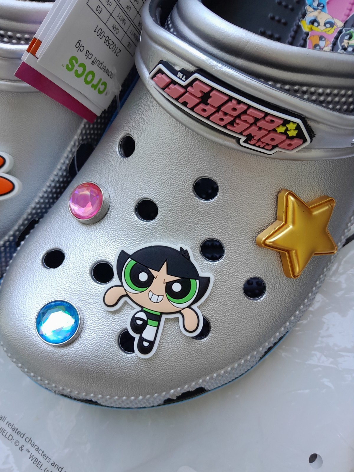 Crocs Powerpuff Girls Silver Clog Jibbitz Charms NEW w tags adult womens 11