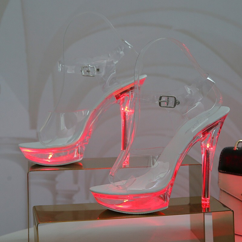 NEW SEXY WOMEN 5.1” HIGH HEEL STILETTO FLASHING POLE DANCE STRIPPER RUNWAY SHOES