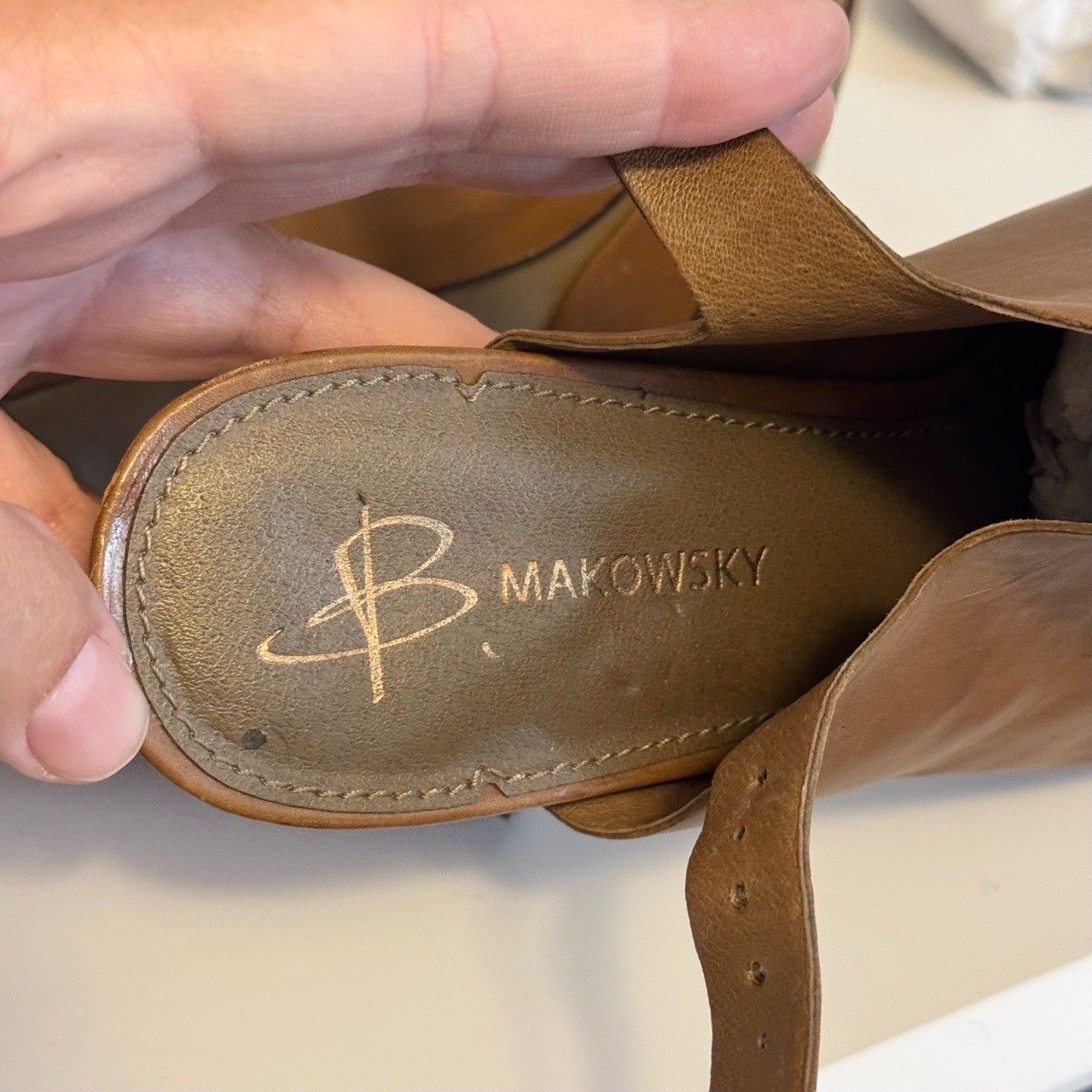B Makowsky Peep Toe Heels Size 10 M Brown Ankle Strap Casual Workwear Versatile