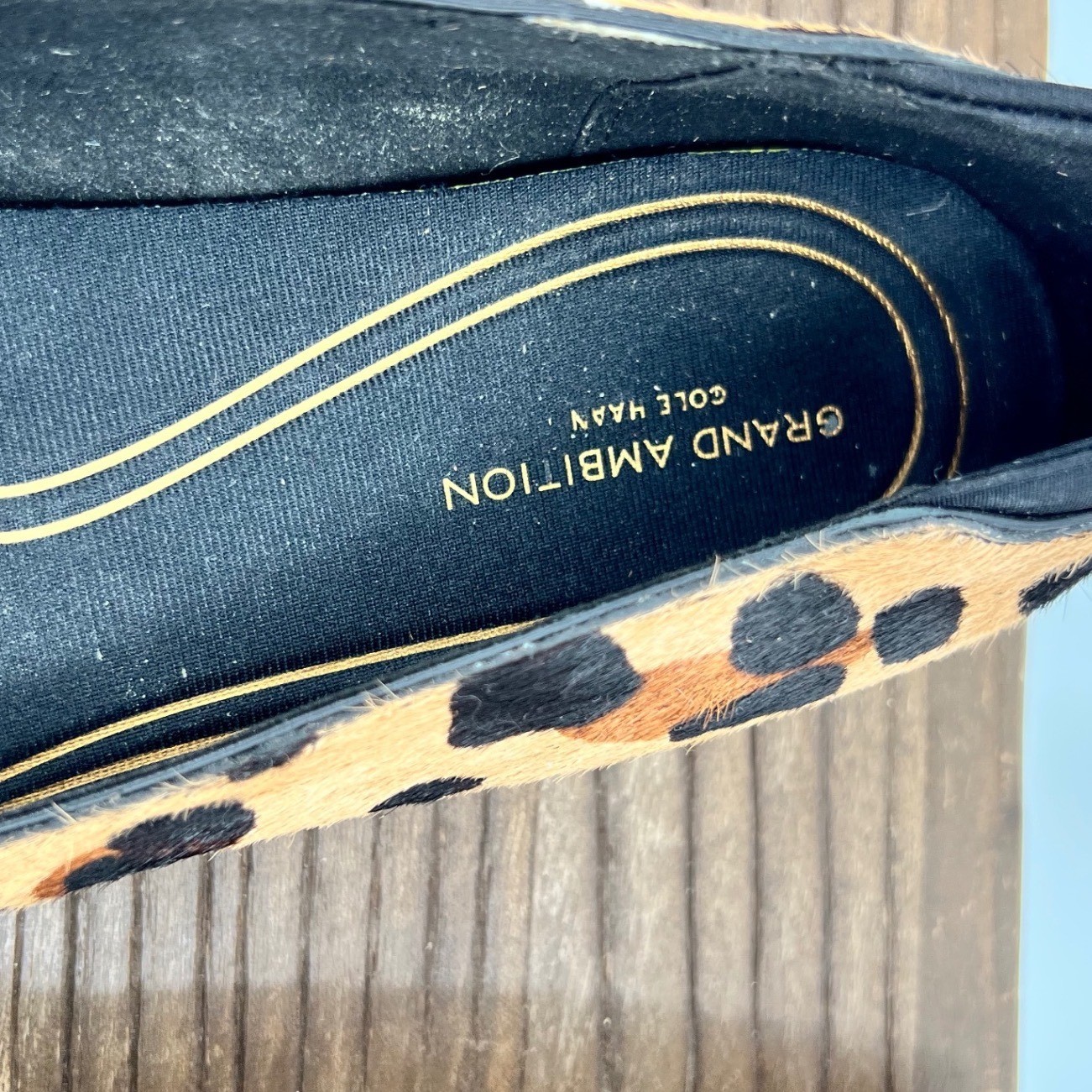 Cole Haan Grand Ambition Leopard Calf Hair Flats Women’s 9.5 B Real Fur