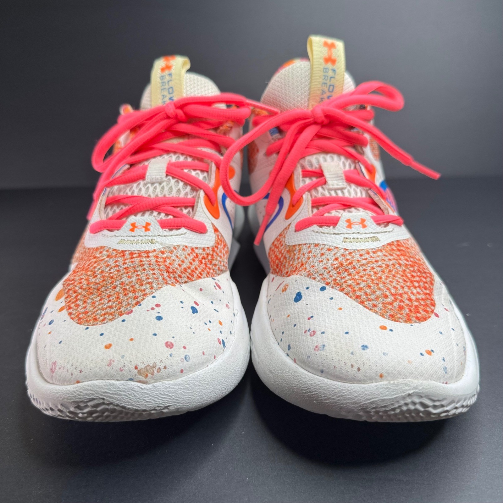Under Armour Flow Breakthru 4 Womens Basketball Shoes White Orange 3026761-100 8