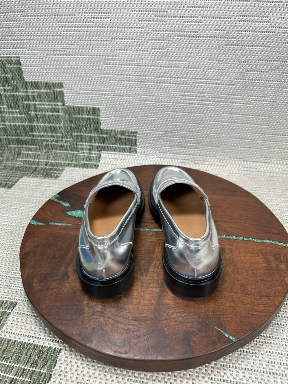 Madewell Shoes Womens Size 6 The Vernon Loafer Silver Specchio Leather Slip On