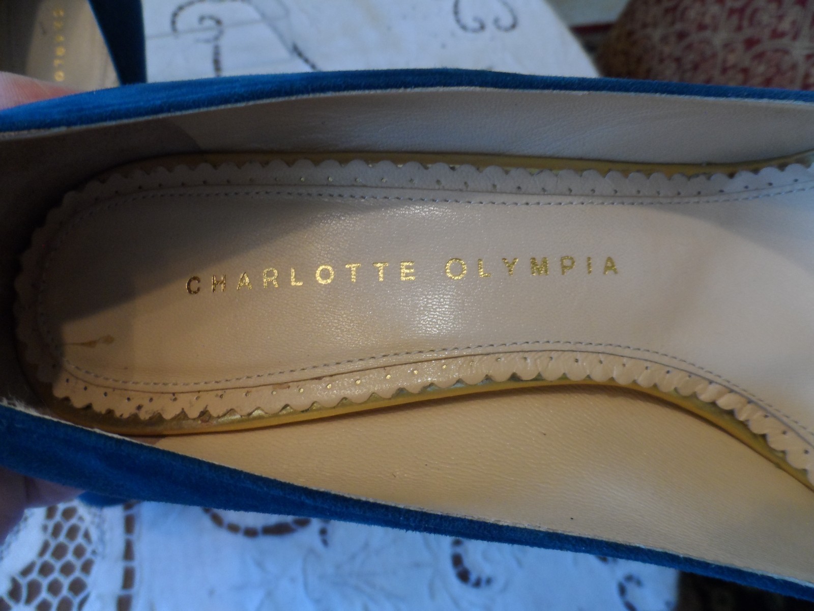 Charlotte Olympia Turquoise Blue Suede «Dolly» Pumps Size 39.5″ M