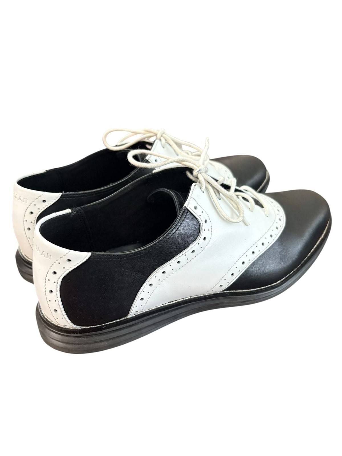 Cole Haan Women’s Black and White Leather Saddle Oxford Shoes
