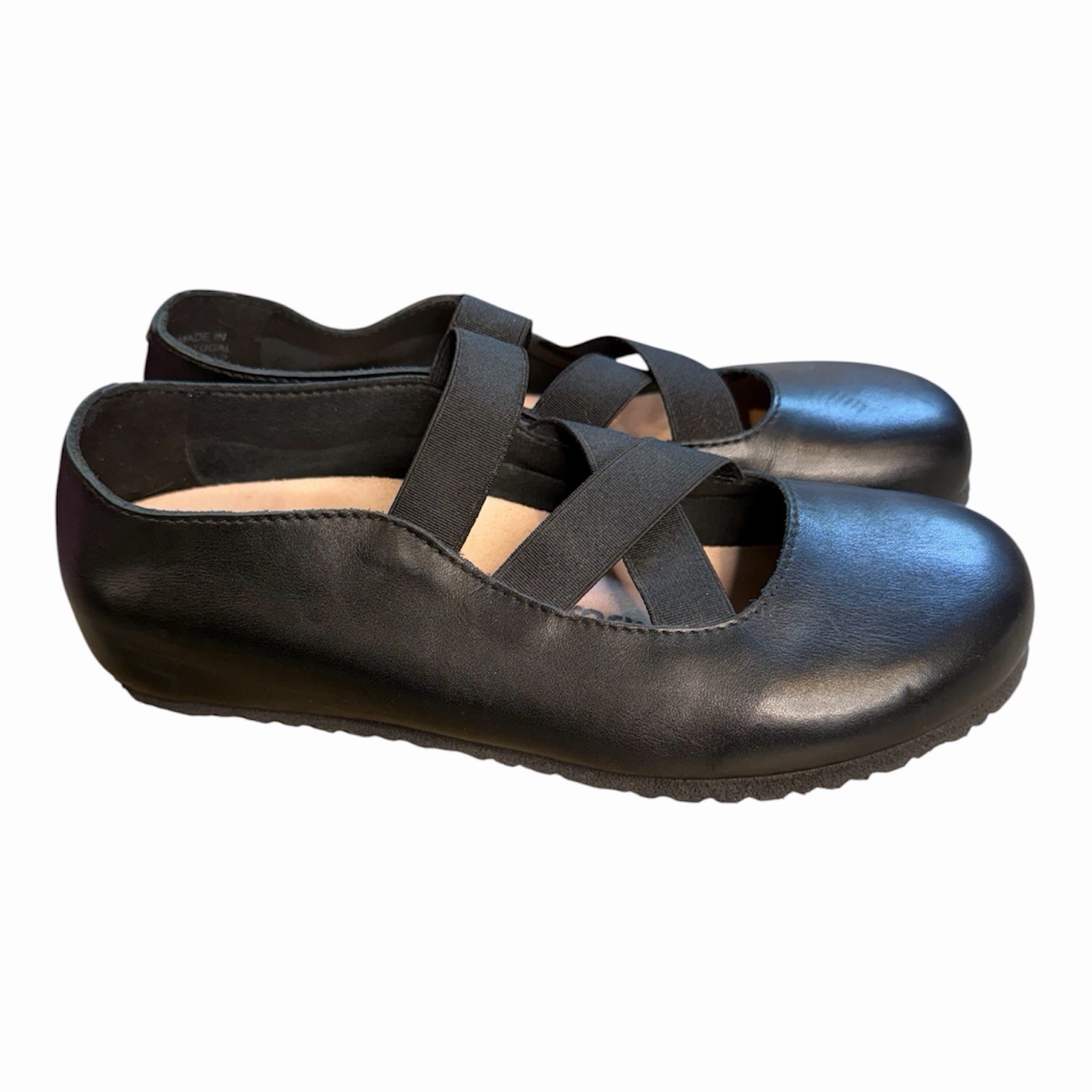 Birkenstock Women’s 37 US 6 Santa Ana Ballet Flat Black Leather Shoes S3