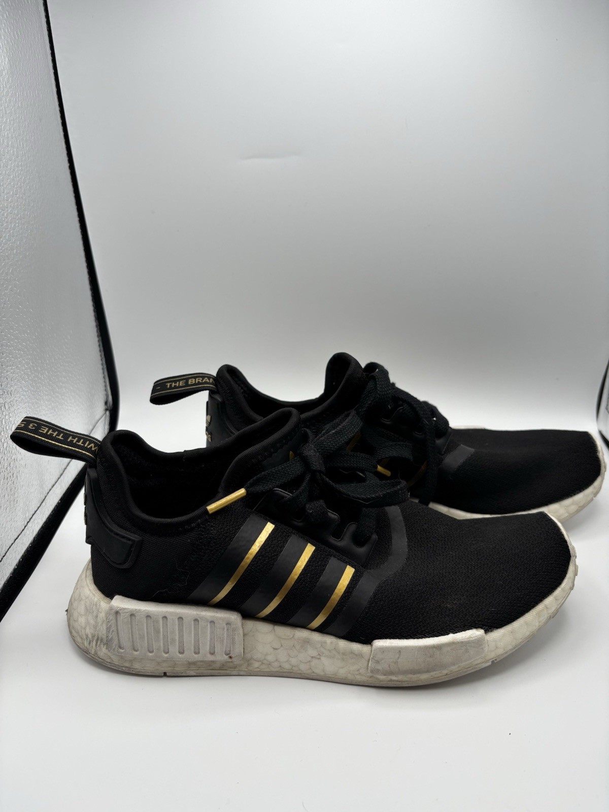 Adidas Shoes Womens 8 NMD R1 Running Sneakers Black Lace Up Athletic FW6433