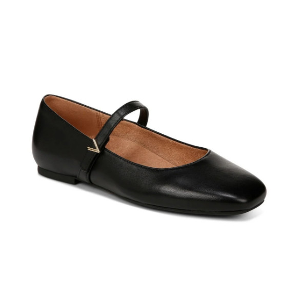 VIONIC Women’s Alameda Mary Jane Flat, Black Leather (Medium)