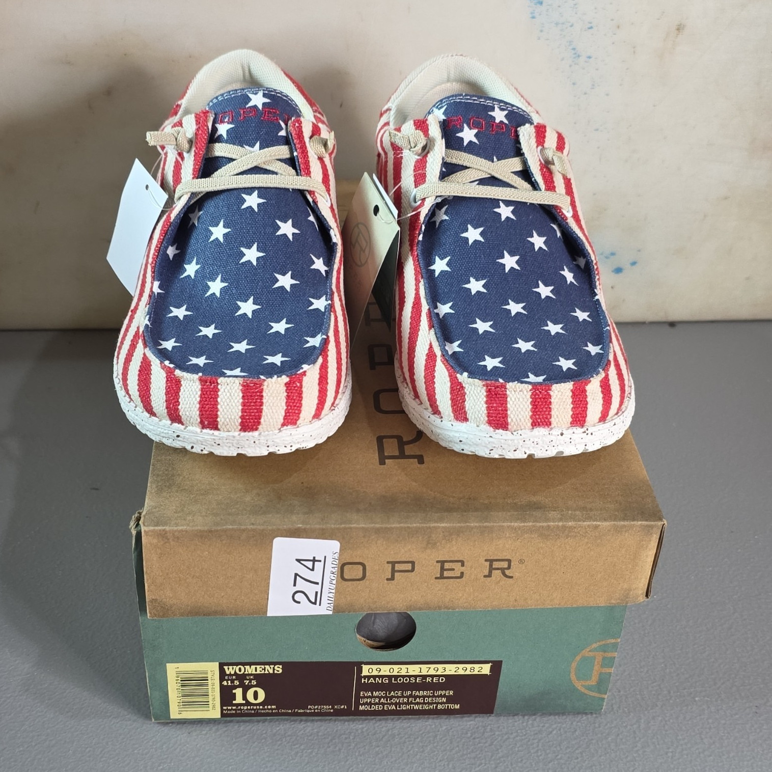 Roper Women’s Lace-Up Low Top Canvas Sneakers Red/White/Blue American Stars