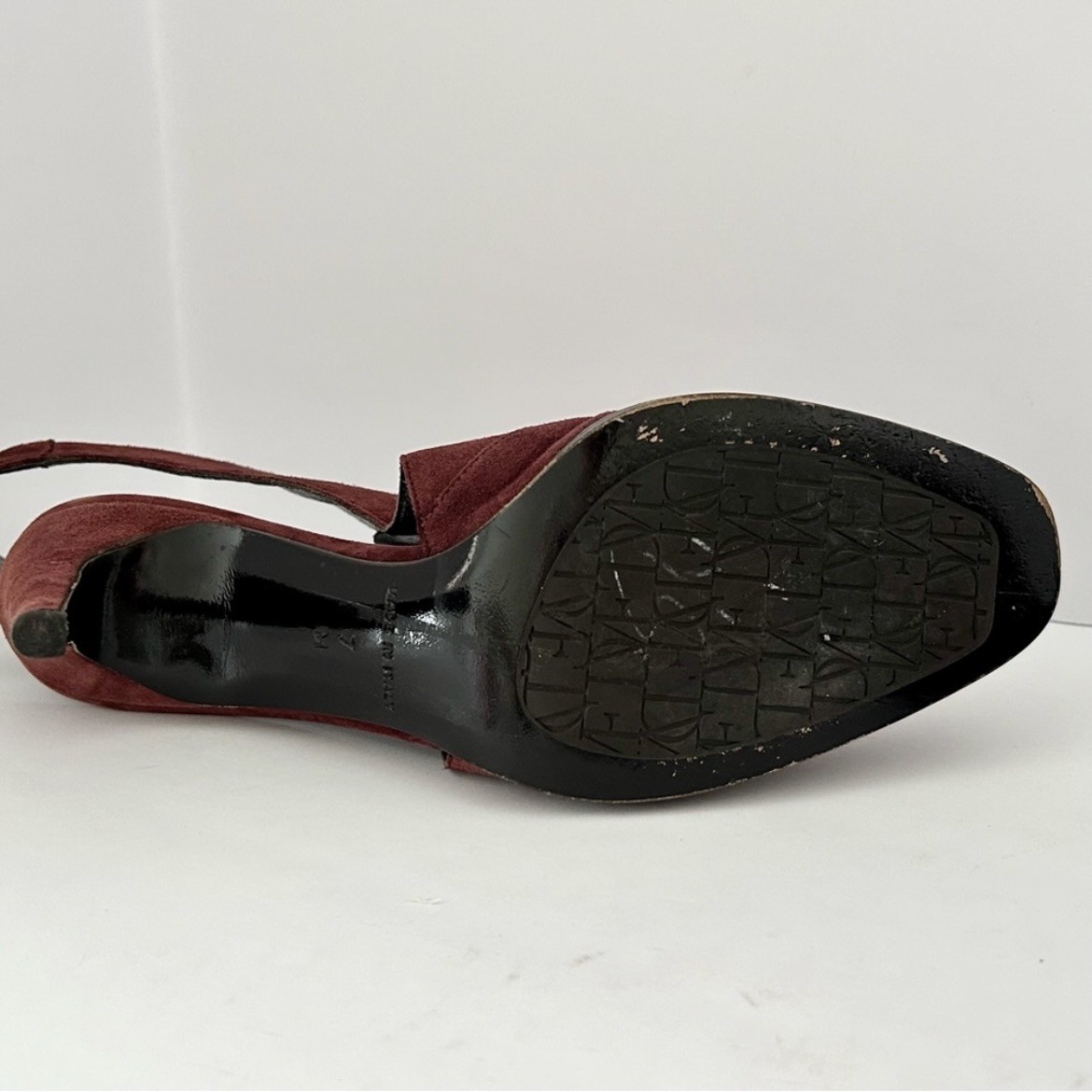 Diane von Furstenberg Suede Slingback Heels Shoe Pump Zip Burgundy Maroon Size 7