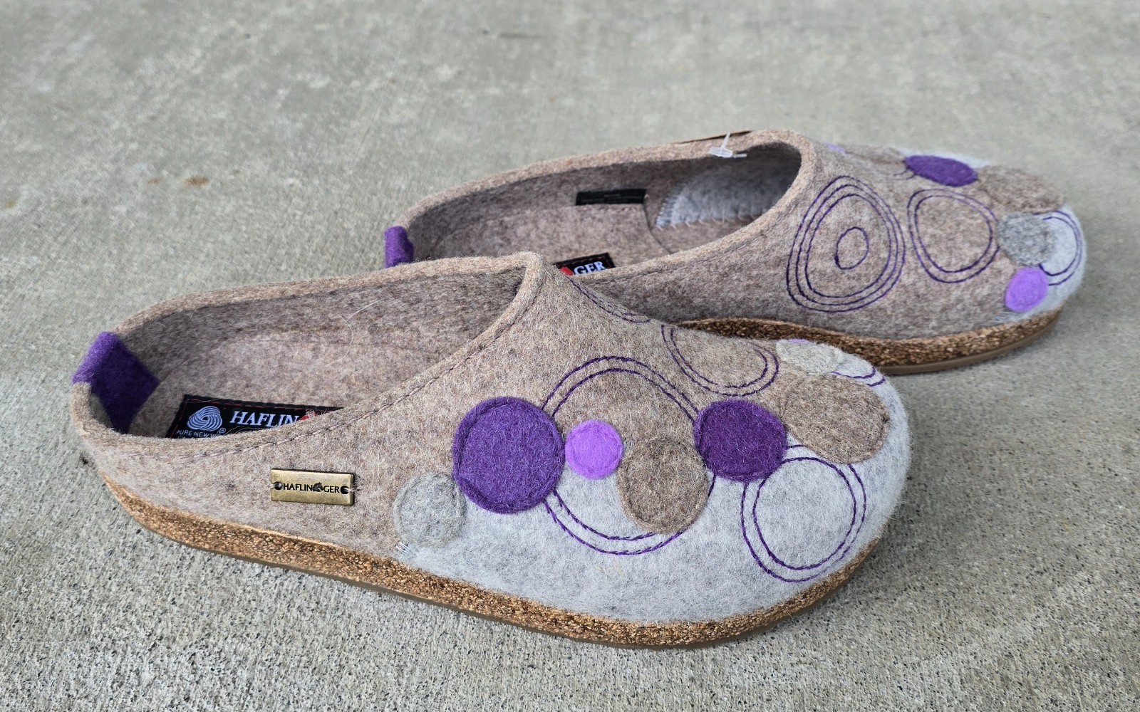 Haflinger Fizz Earth Wool Clogs Euro 40 US 9.5 NIB with Tags Gray Brown Purple