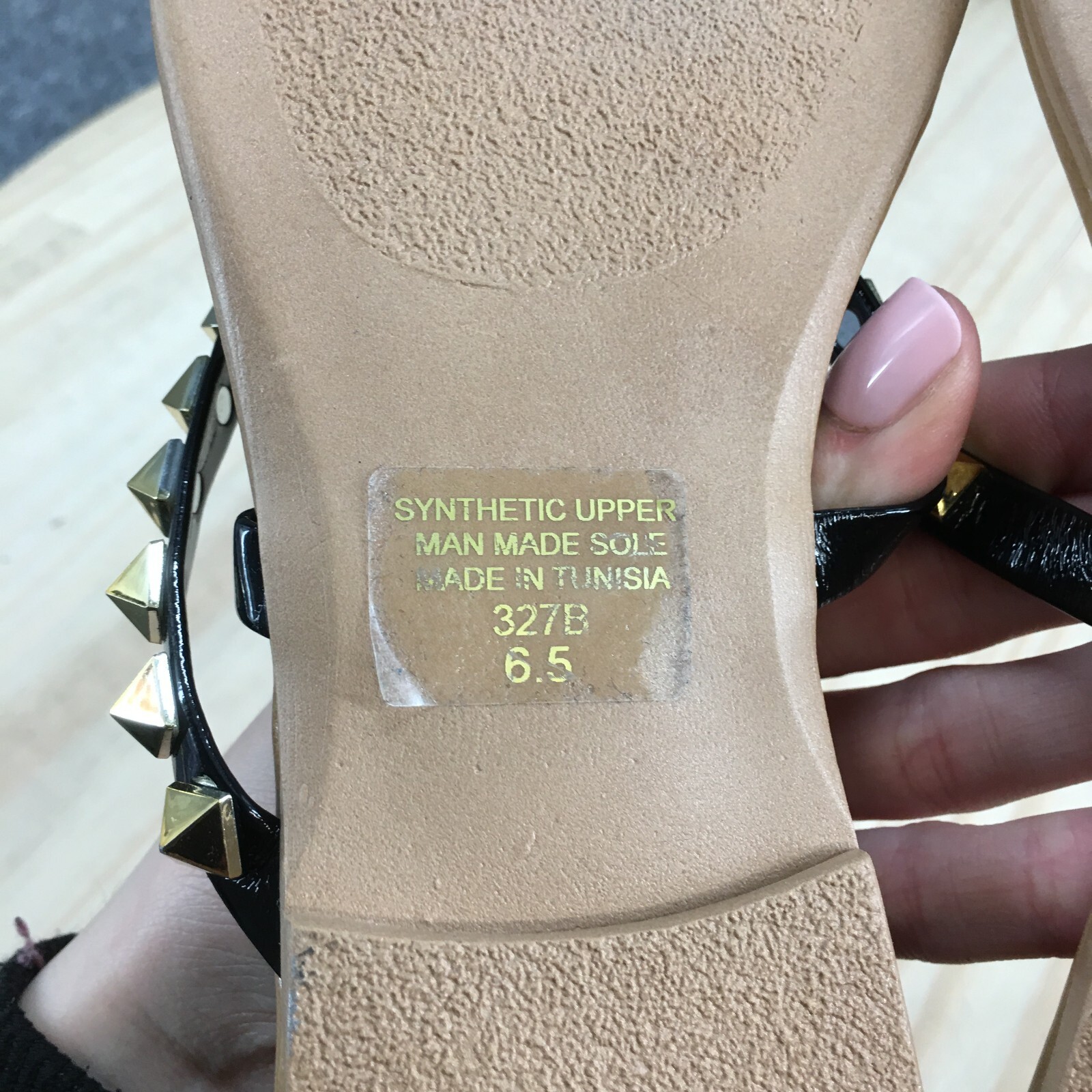 Mercer And Madison Sandals Womens 6.5 Studded ZStrap Slip On Flats Slide Brown
