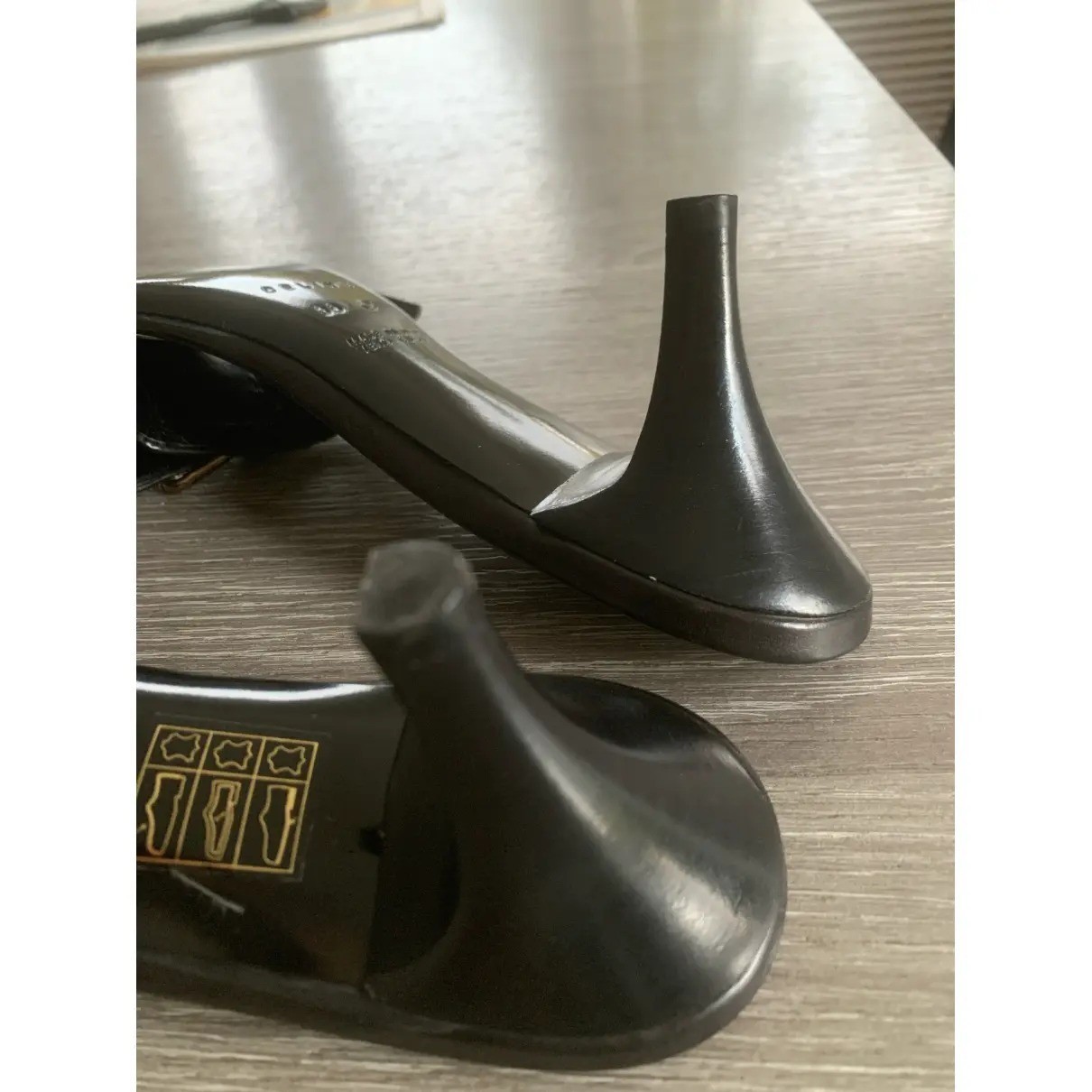 New in Box – Vintage Céline Black Leather Buckle Sabot Mules (Size 38)