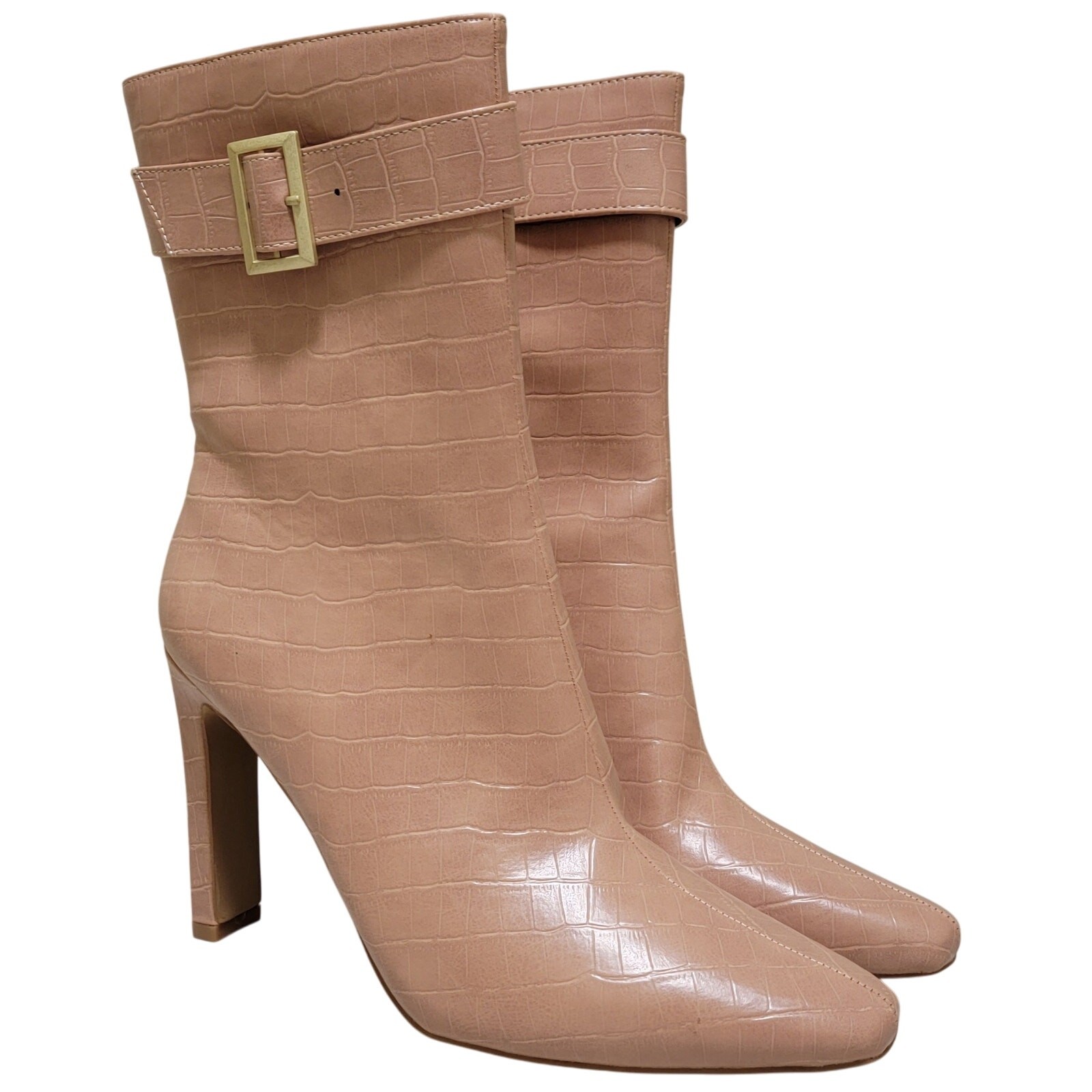 Journee Collection Women Elanie Mid Calf Booties Size US 10M Tan Gator Print