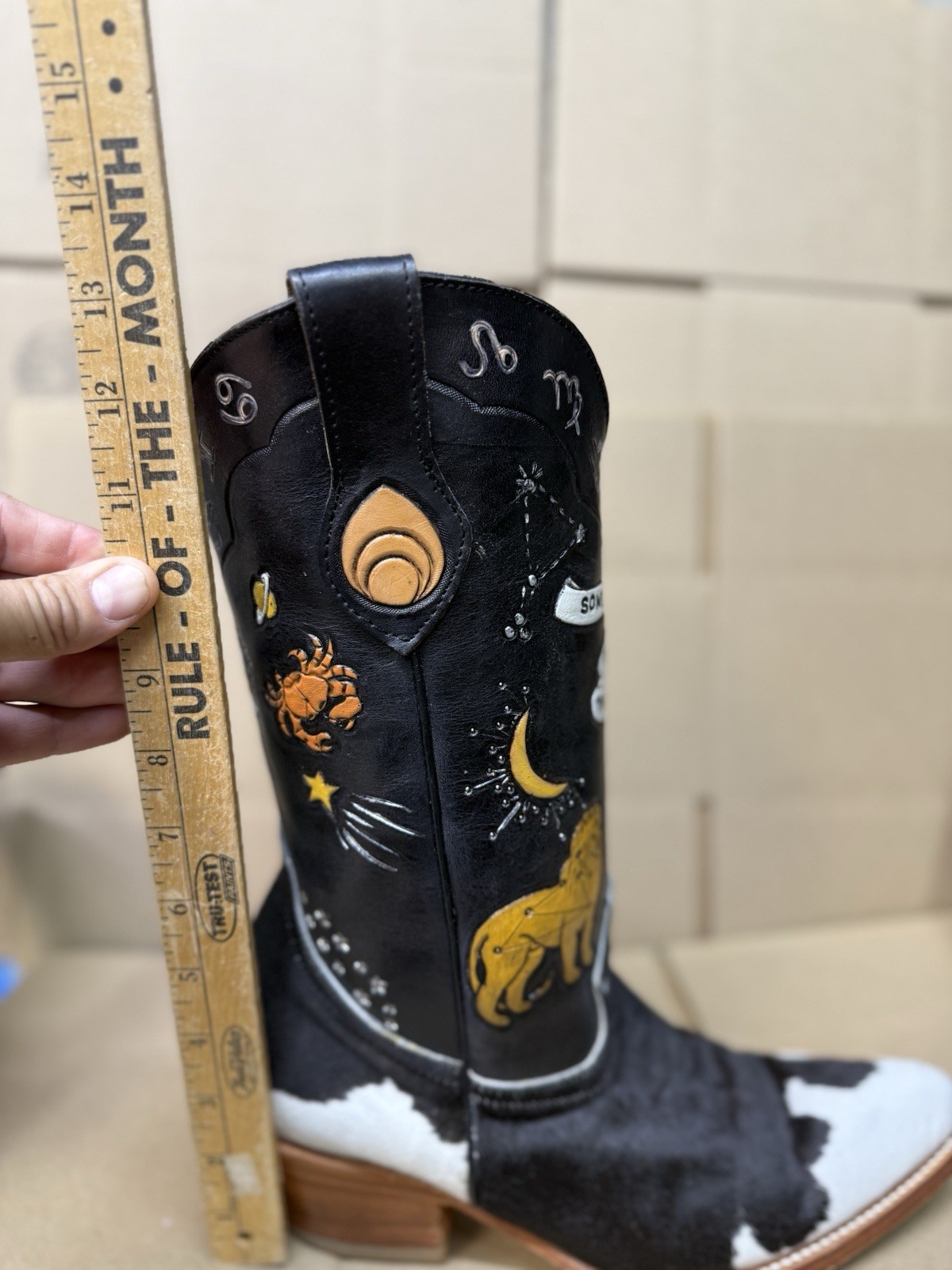Brother Vellies Doodle Boots – Saturn Zodiac Stars Cowboy 13” Please Read