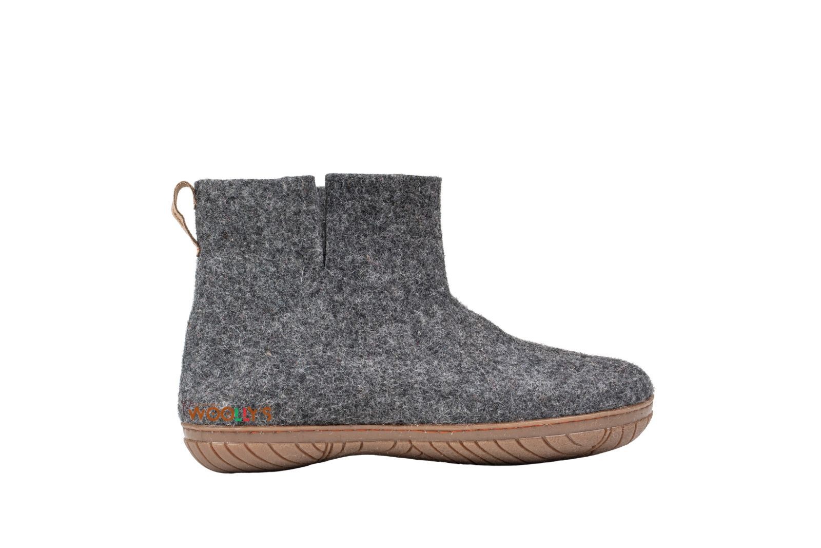 Charcoal Handmade Outdoor Low Boots With Rubber Sole – Wool Felted Boots