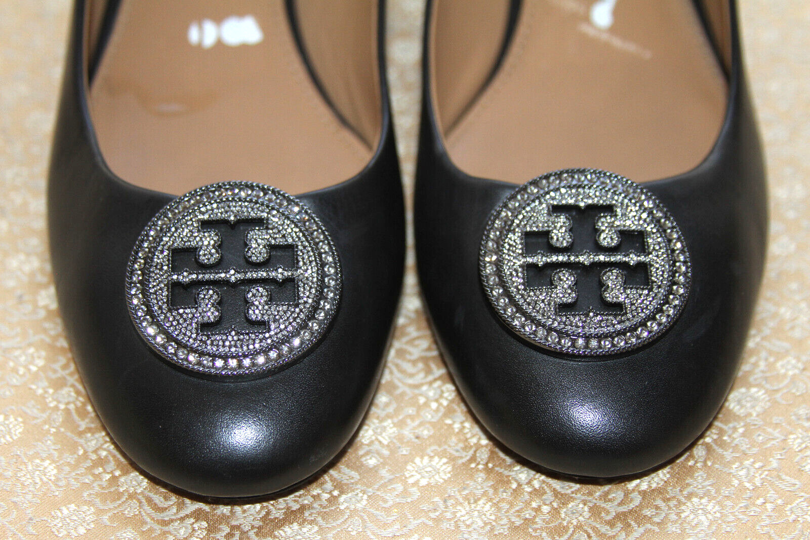 Tory Burch Liana Crystal Logo Leather Pumps Sz 10.5 #307/11