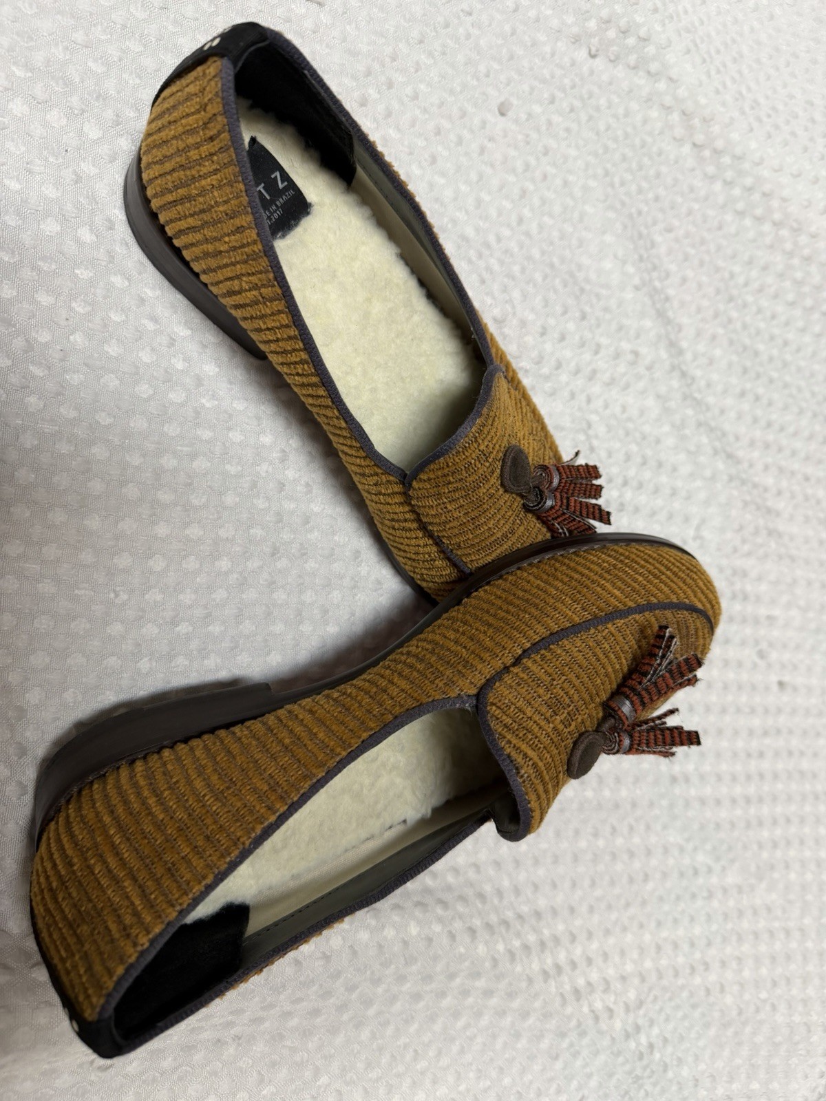 Dotz Corduroy Tassel Loafers Handmade In Brazil US 8 EU 38 Recycled Materials