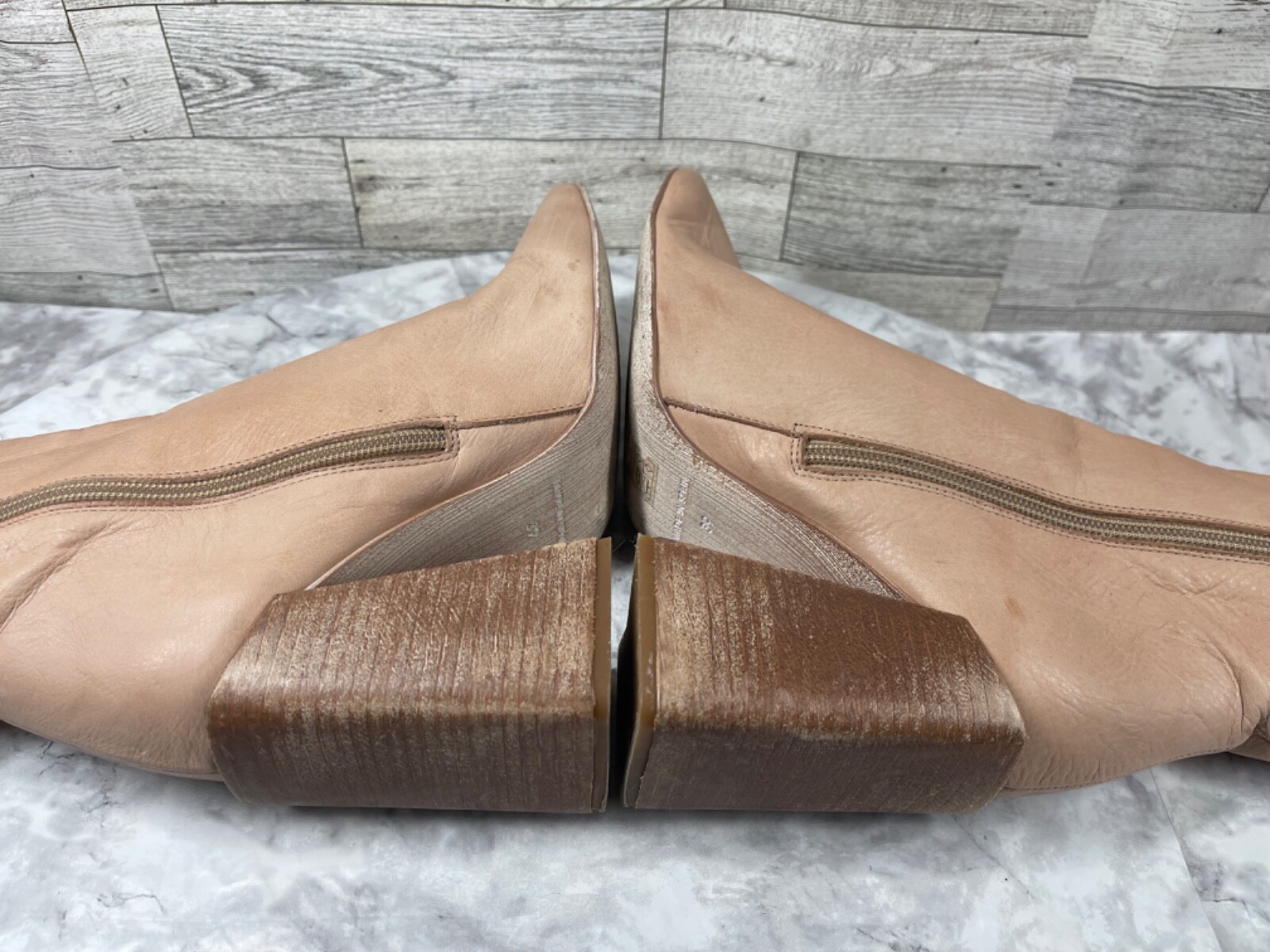 Free People x Farylrobin Marley Boots Women 8.5M Shoe Brown Leather Block Square