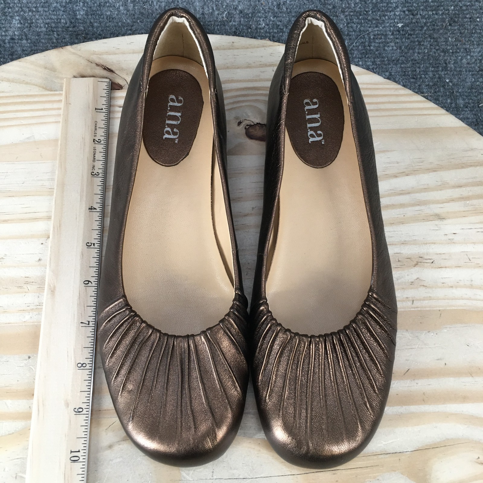 ANA A New Aproach Shoes Womens 8 M Casual Slip On Ballet Flats Bronze Leather