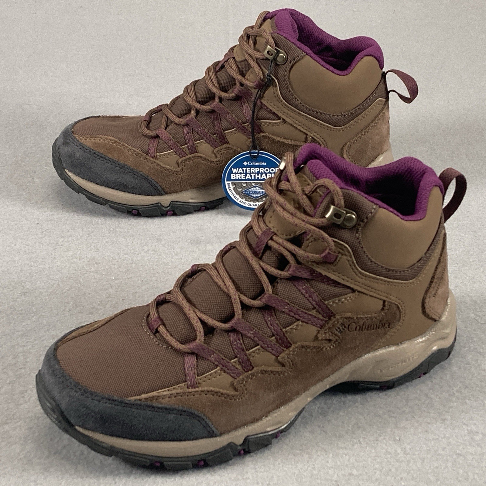 Columbia Redmond Mid Waterproof Hiking Boots Womens 7 Brown Leather Shoes