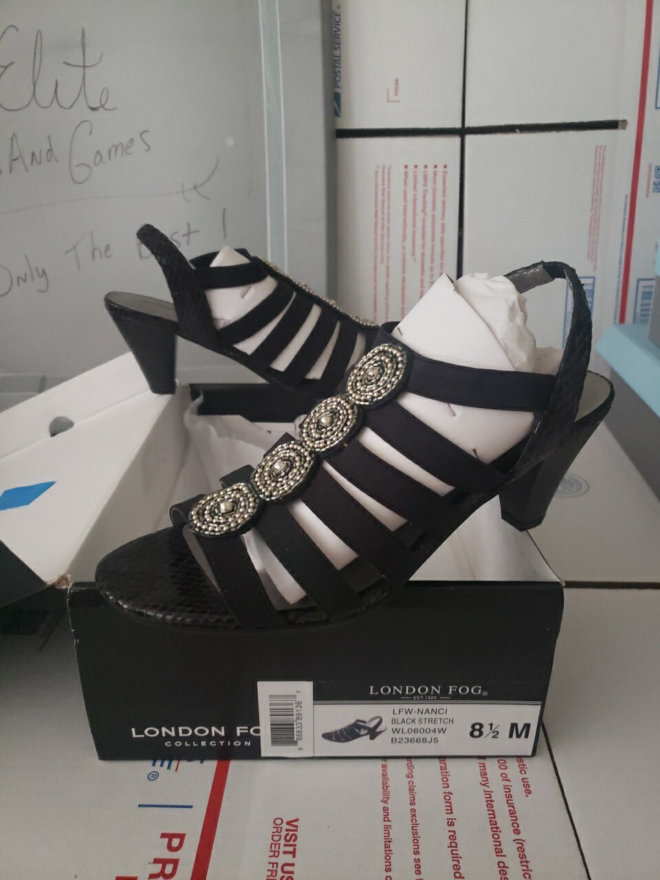 London Fog Nanci Womens Black Strappy Sandals Shoes Size 8.5 M NIB #00s