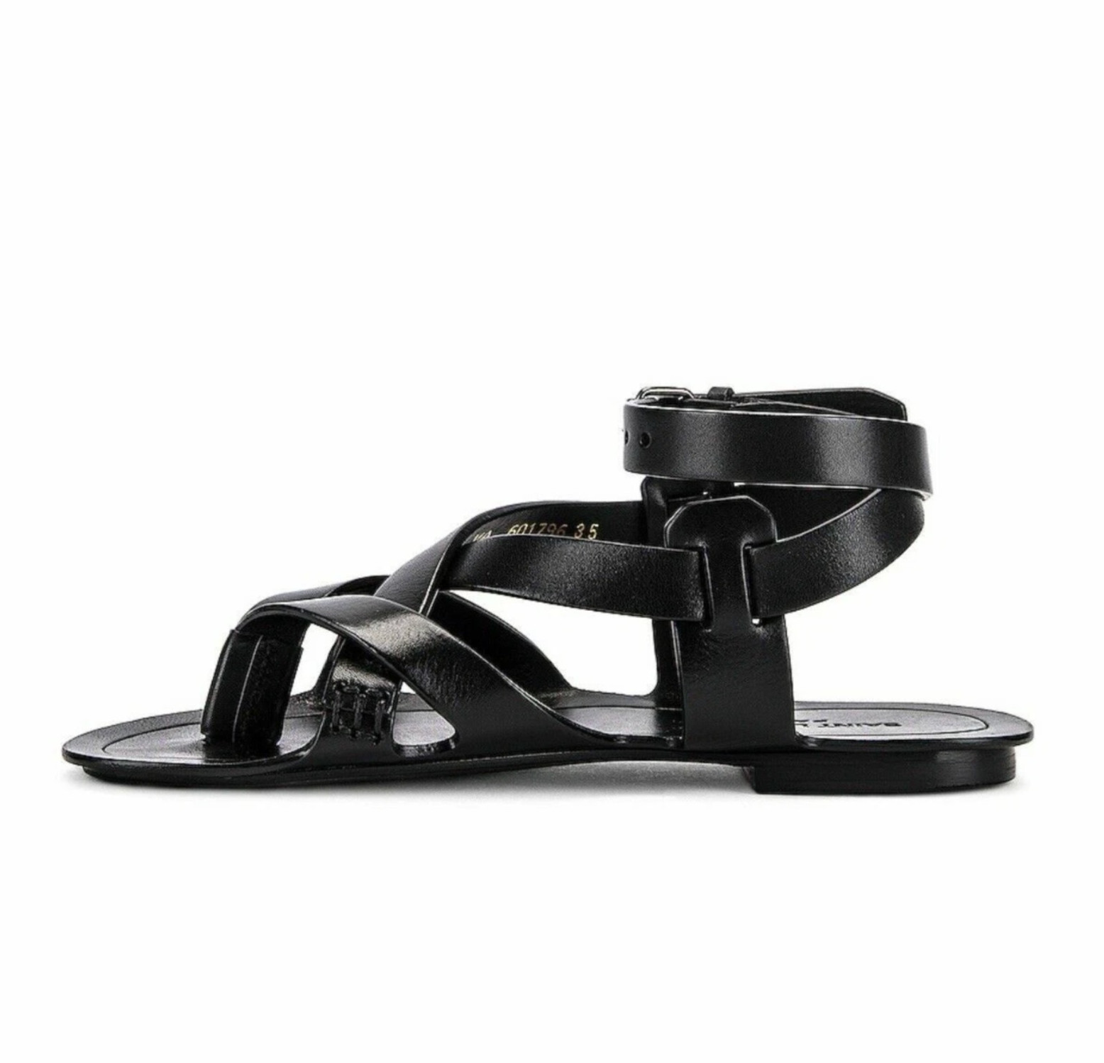 NEW SAINT LAURENT CULVER BLACK LEATHER GLADIATOR BUCKLE SANDALS SIZE IT 36 | US